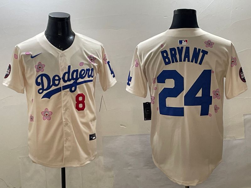 Men Los Angeles Dodgers #24 Bryant Cream Sakura Edition 2025 Nike MLB Jersey style 10